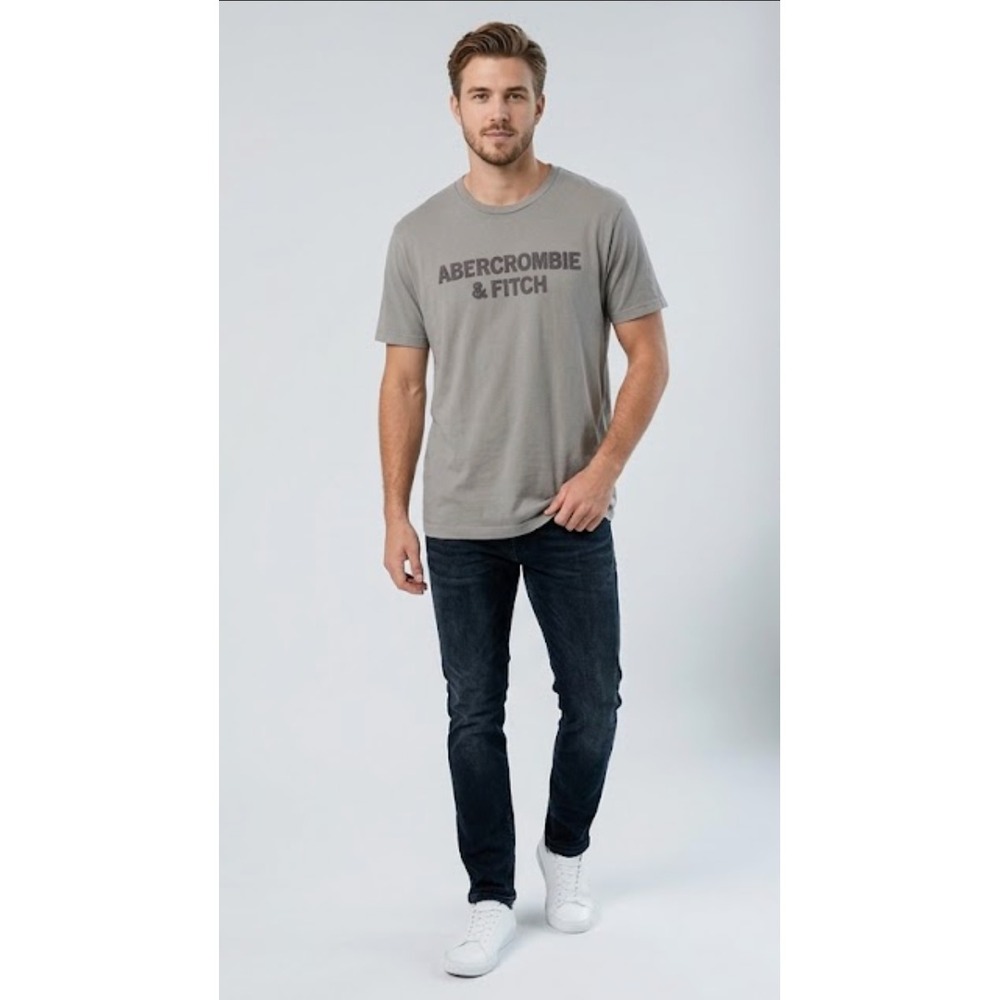 Abercrombie & Fitch Mens Gray Embroidered Logo Soft A&F Tee T-Shirt Size XL